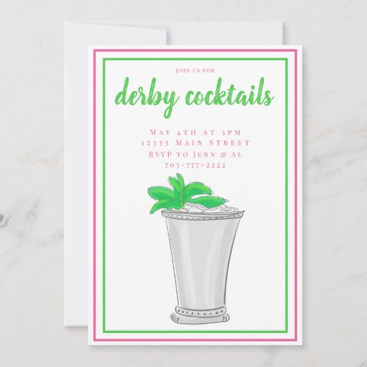 Mint Julep Derby Cocktail Party Einladung (Vorderseite)