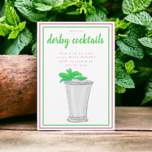 Mint Julep Derby Cocktailparty / Rosa und Grün Einladung