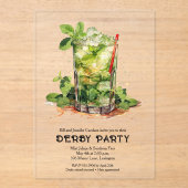 Mint Julep Derby Party Acryleinladungen (Vorderseite)