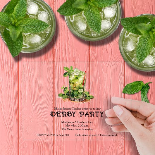 Mint Julep Derby Party Acryleinladungen