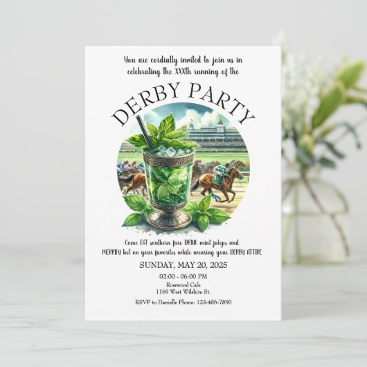 Mint Julep Derby Party Einladung (Stehend Vorderseite)