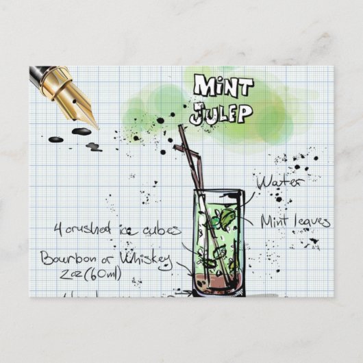 MINT JULEP DERBY PARTY EINLADUNG POSTKARTE (Vorderseite)