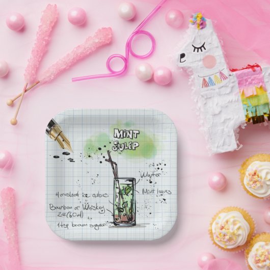 MINT JULEP DERBY PARTY PAPIERPLATTE PAPPTELLER (Party)