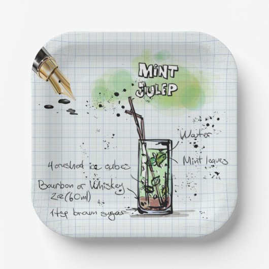 MINT JULEP DERBY PARTY PAPIERPLATTE PAPPTELLER (Vorderseite)