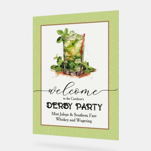 Mint Julep Derby Willkommen Acrylschild (Winkel)