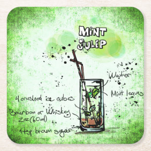 Mint Julep Drink Rezept Rechteckiger Pappuntersetzer