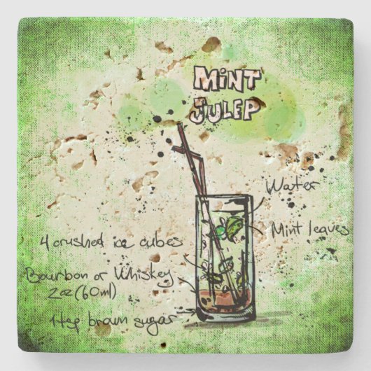 Mint Julep Drink Rezept Steinuntersetzer (Vorderseite)