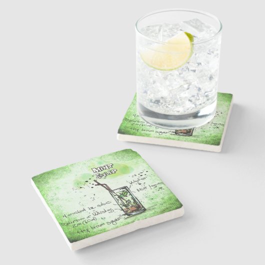 Mint Julep Drink Rezept Steinuntersetzer (Seitenansicht)