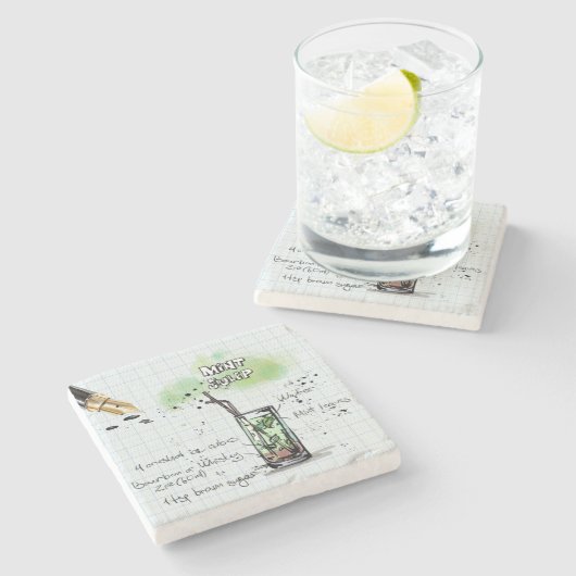 Mint Julep Drink Steinuntersetzer (Seitenansicht)