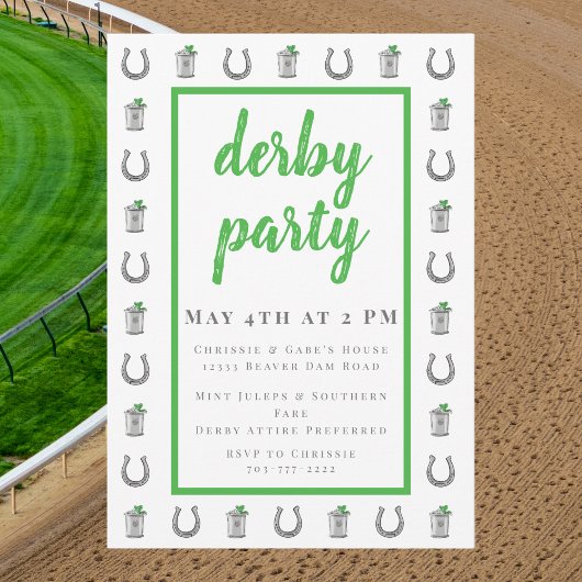 Mint Julep & Horseshoe Border Derby Preppy Race Einladung