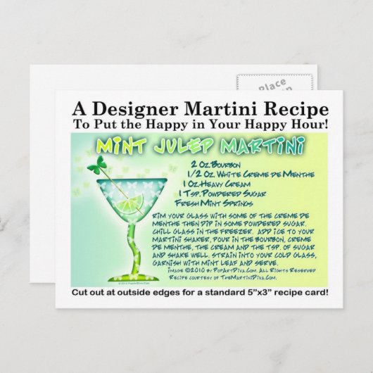 Mint Julep Martini Rezept Postkarte (Vorne/Hinten)