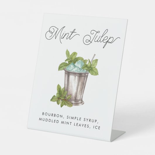 Mint Julep Pferderennen Derby Custom Cocktail Sockelschild (Vorderseite)