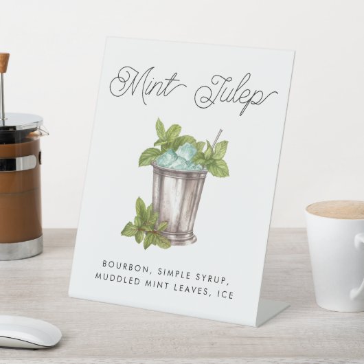 Mint Julep Pferderennen Derby Custom Cocktail Sockelschild (In SItu)