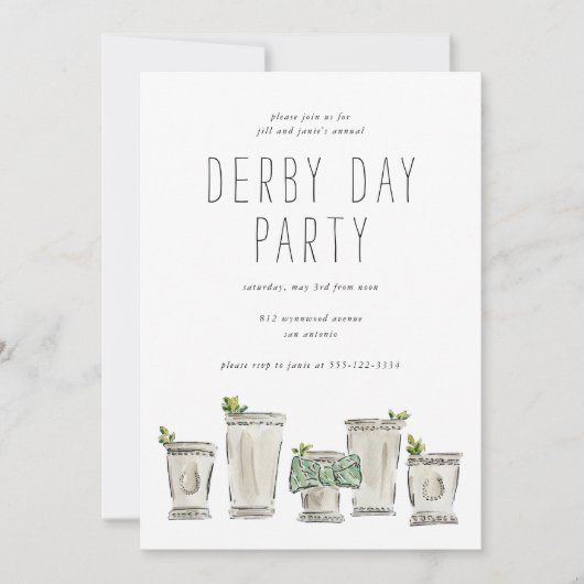 Mint Julep Pferderennen Derby Day Party Einladung (Vorderseite)