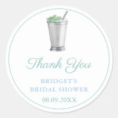 Mint Julep Race Brautparty Gefallen Runder Aufkleber (Vorderseite)