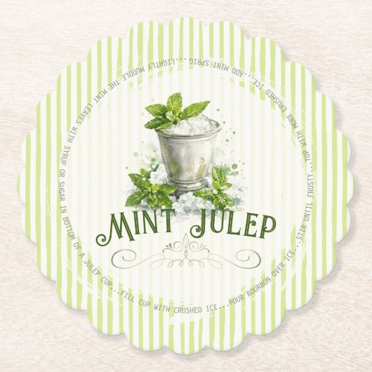 Mint Julep Recipe Derby Party Modern Watercolor Untersetzer (Vorderseite)