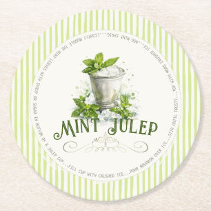 Mint Julep Rezept Derby Party Moderne Aquarellmale Runder Pappuntersetzer