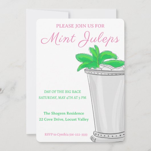 Mint Juleps Race Derby Day Einladung (Vorderseite)