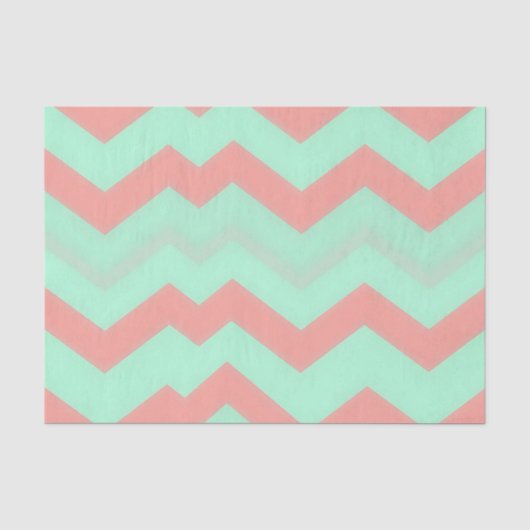 Mint-Korallen-Chevron-Muster Seidenpapier (Vorderseite)