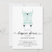 Mint Lace Corset Bridal Lingerie Dusche Einladung (Vorderseite)