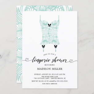 Mint Lace Corset Bridal Lingerie Dusche Einladung