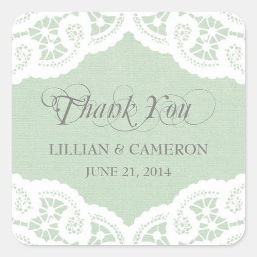 Mint Lace Doily Danke, dass Sie Aufkleber nennen (Vorderseite)