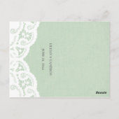 Mint Lace Doily Wedding Menu Postkarte (Rückseite)