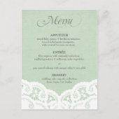 Mint Lace Doily Wedding Menu Postkarte (Vorderseite)