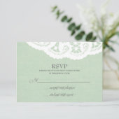 Mint Lace Doily Wedding RSVP Karte (Stehend Vorderseite)