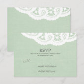 Mint Lace Doily Wedding RSVP Karte (Vorne/Hinten)