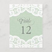 Mint Lace Doily Wedding Tischnummer Table Cards (Vorderseite)