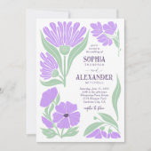 Mint Lavender Boho Retro Chic Wedding Einladung (Vorderseite)