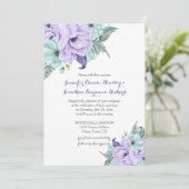 Mint Lavender Lila Wasserfarbenpeonies Hochzeit Einladung (Stehend Vorderseite)