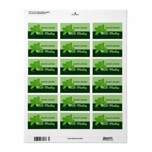 Mint Leaf Labels Adressaufkleber (Vorne)