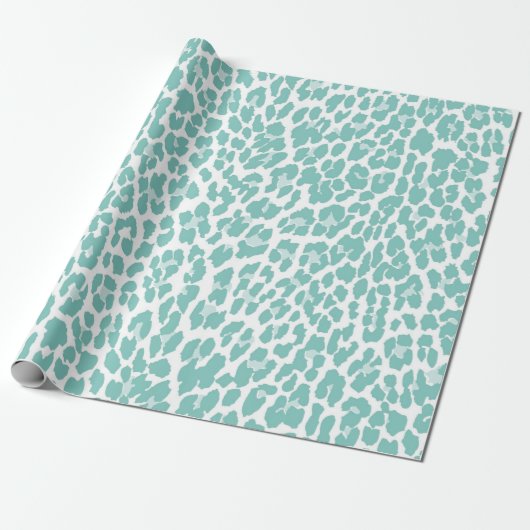 Mint Leopard Muster Geschenkpapier (Ungerollt)