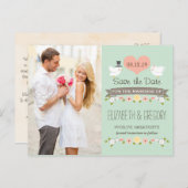 MINT LIEBE VÖGEL SAVE THE DATE ANKÜNDIGUNGSPOSTKARTE (Vorne/Hinten)