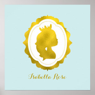 Mint Little Girl Cameo Wall Art Poster