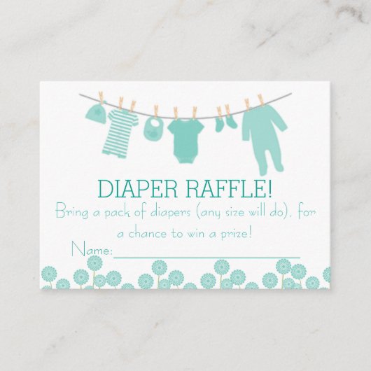 Mint Little Kleidung Diaper Raffle Tickets Begleitkarte (Vorderseite)
