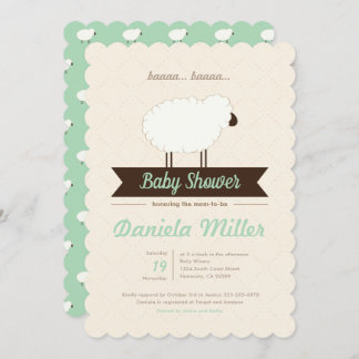 Mint Little Lamb Gender Neutral Baby Dusche Einladung