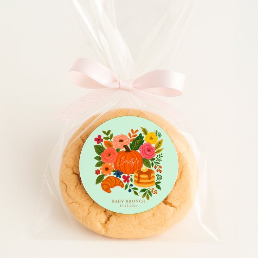 Mint Little Pumpkin Baby Shower Runder Aufkleber