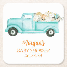 Mint Little Pumpkin Niedlich Baby Dusche Rechteckiger Pappuntersetzer