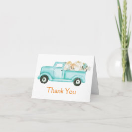 Mint Little Pumpkin Truck Baby Dusche Foto Dankeskarte