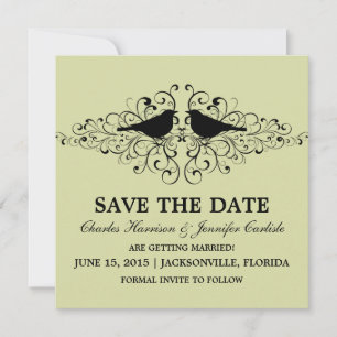 Mint Love Bird Swirls Save the Date Einladung