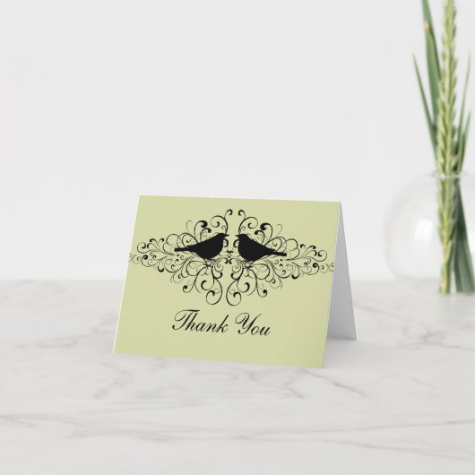 Mint Love Bird Swirls Thank You Card Dankeskarte (Vorderseite)