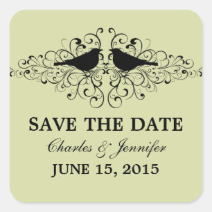 Mint Love Bird Wirbel Save the Date Stickers