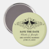 Mint Love Bird Wirbel speichern das Date Magnet (Vorderseite/Rückseite)