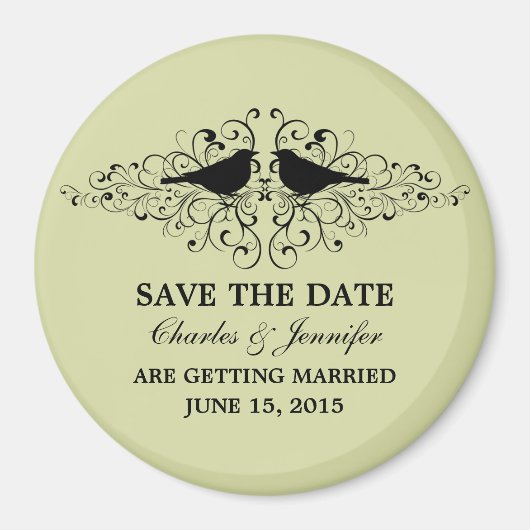 Mint Love Bird Wirbel speichern das Date Magnet (Vorne)