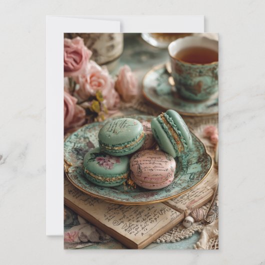 Mint & Macarons | Pariser Chic Einladung (Vorderseite)