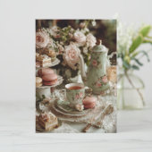 Mint & Macarons | Süße Leckereien Einladung (Stehend Vorderseite)