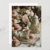 Mint & Macarons | Süße Leckereien Einladung (Vorne/Hinten)